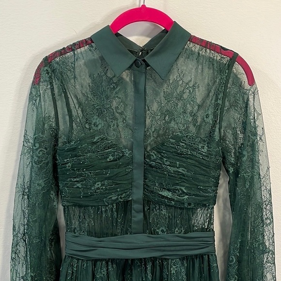 Self-Portrait Gathered Chantilly lace maxi dress UK4/US0 - Picture 4 of 6